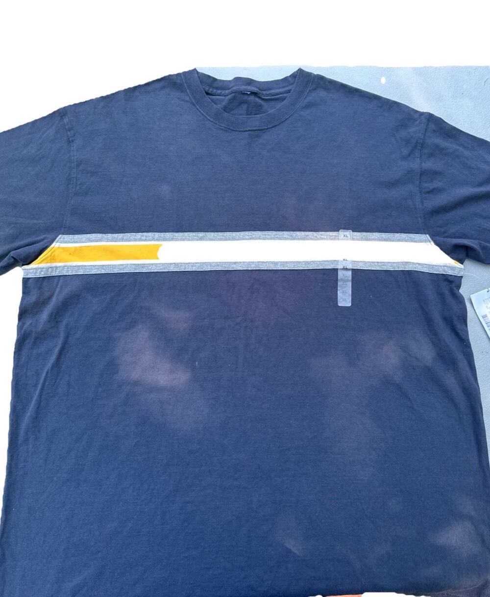 Nautica Men's Short Sleeve T-Shirt NEW XL Navy Blue Yellow Stripe
